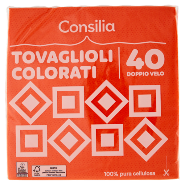 Consilia Tovaglioli 2 Veli 38x38 cm Arancione 40 pezzi