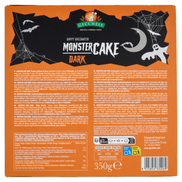 Gecchele Happy Halloween Monster Cake Dark 350 g