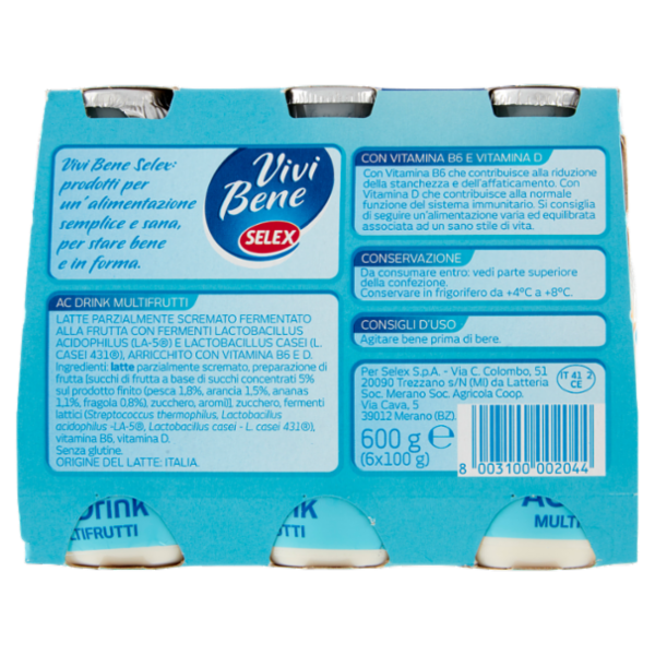Selex Vivi Bene Ac Drink Multifrutti con Vitamine B6, D 6x100 g