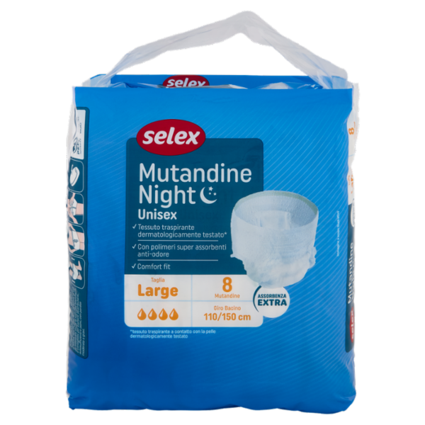 Selex Mutandine Night Unisex Assorbenza Extra Taglia Large 8 pezzi