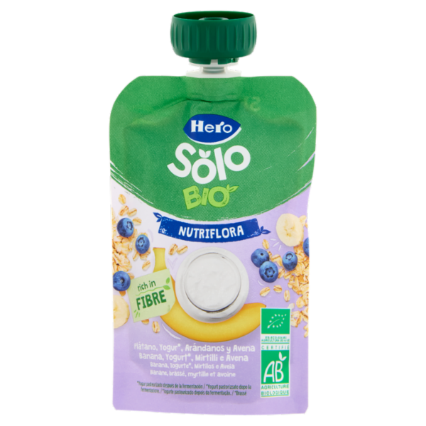 Hero Solo Bio Nutriflora Banana, Yogurt*, Mirtilli e Avena 100 g