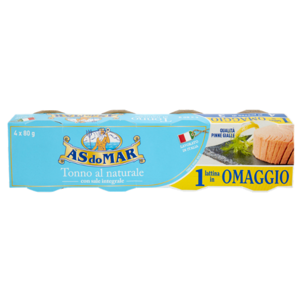 Asdomar Tonno al naturale con sale integrale 4 x 80 g