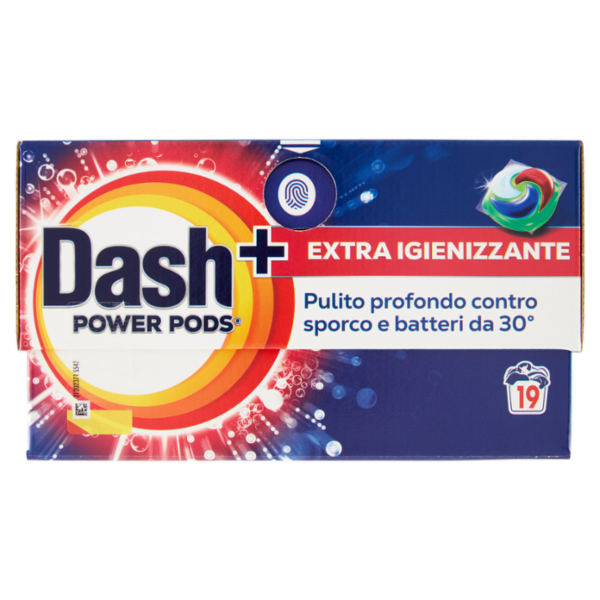 Dash Power Pods Detersivo Lavatrice In Capsule, Azione Extra-Igienizzante, 19 Lavaggi 442,7 g