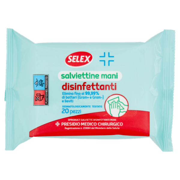 Selex Salviettine Mani Disinfettanti Presidio Medico Chirurgico 20 pezzi
