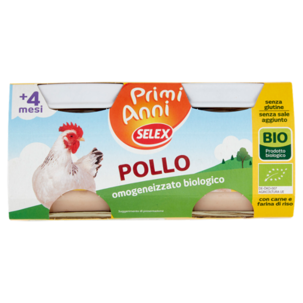 Selex Primi Anni Omogeneizzato di Carne Pollo Biologico 2x80 g