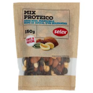 Selex Frutta Secca Mix Proteico Arachidi, Mandorle, Semi Di Zucca e Uva Sultanina 150 g