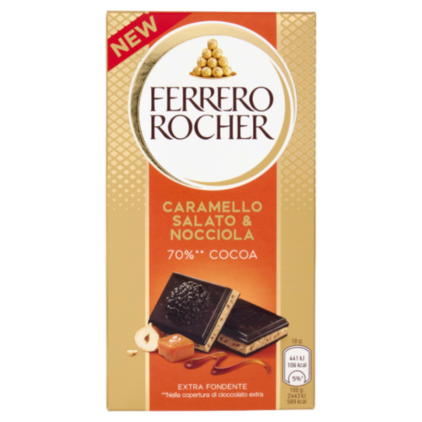 Ferrero Rocher Caramello Salato & Nocciola 70%** Cocoa Extra Fondente 90 g