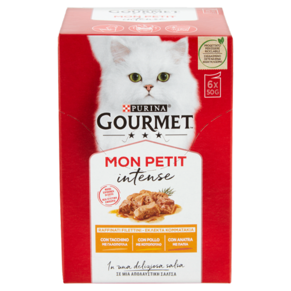 PURINA GOURMET Mon Petit Filettini Intense cotti in Salsa (Anatra / Pollo / Tacchino) 6x50g