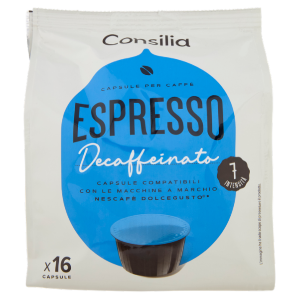 Consilia Caffè in Capsule Espresso Decaffeinato Compatibili Dolce Gusto 16 pezzi