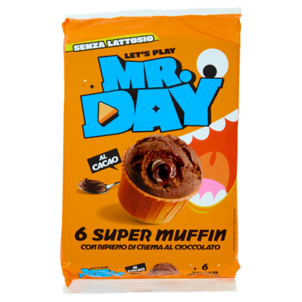 Mr.Day 6 Super Muffin al Cacao con Ripieno di Crema al Cioccolato 6 x 50 g
