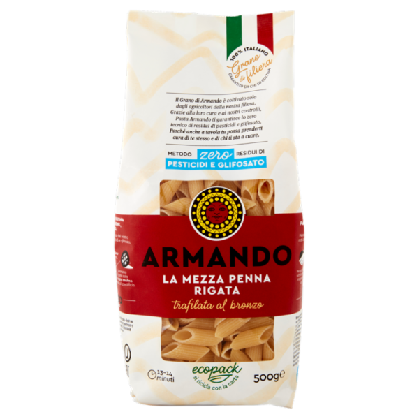 Armando Metodo zero Residui di Pesticidi e Glifosato la Mezza Penna Rigata 500 g