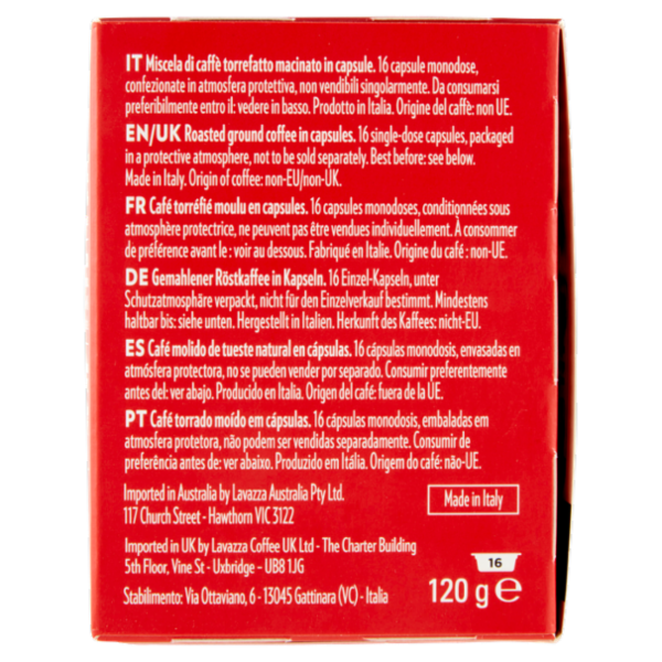 Lavazza A Modo Mio Qualità Rossa 16 Capsule 120 g