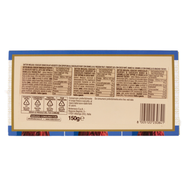 noberasco Datteri Medjoul Ricoperti di Cioccolato al Caramello, Fondente, Ruby 150 g