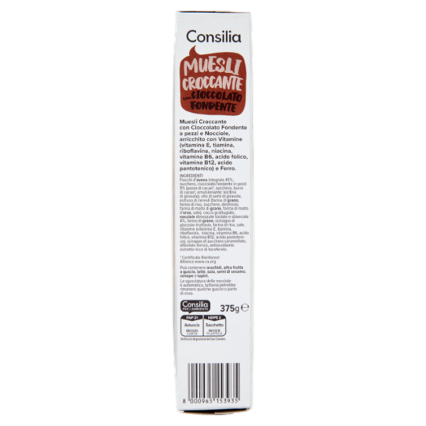Consilia Muesli croccante con Cioccolato Fondente 375 g