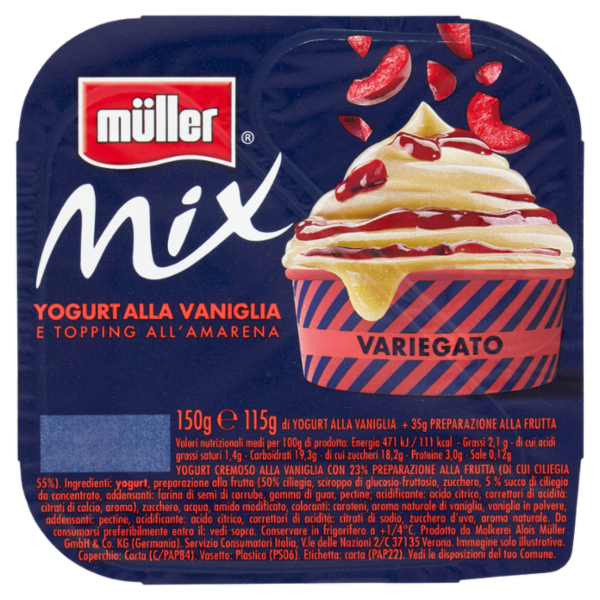müller Mix Yogurt alla Vaniglia e Topping all'Amarena 150 g