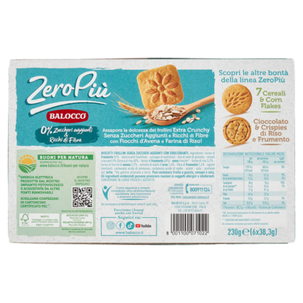 Balocco ZeroPiù Fiocchi d'Avena & Riso 6 x 38,3 g