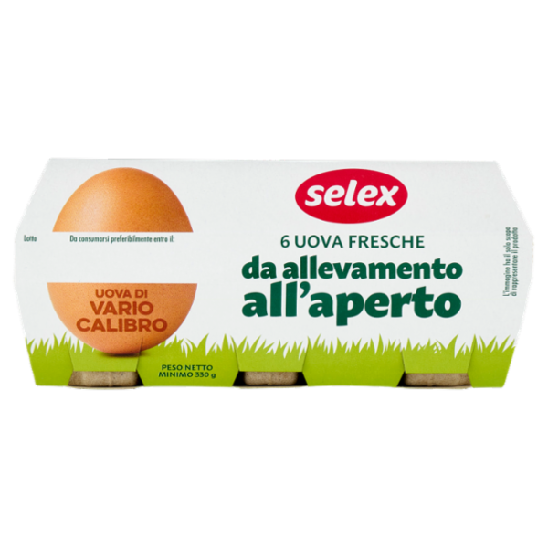 Selex 6 Uova Fresche di Vario Calibro da Allevamento all'Aperto Categoria A