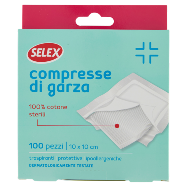 Selex Compresse di Garza Sterili 10x10 cm 100 pezzi