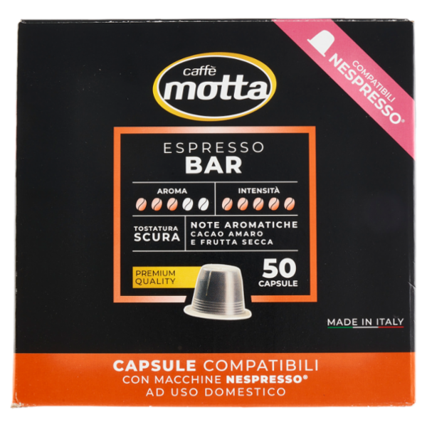 caffè motta Espresso Bar Capsule Compatibili con Macchine Nespresso 50 x 5,5 g
