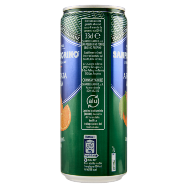 BIBITE SANPELLEGRINO, Bevande Gassate, Naturali, Aranciata Amara, Lattina 33cl