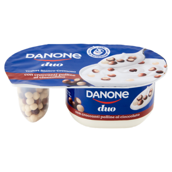 Danone Duo, Yogurt Bianco Cremoso con Croccanti Palline al Cioccolato, 98g