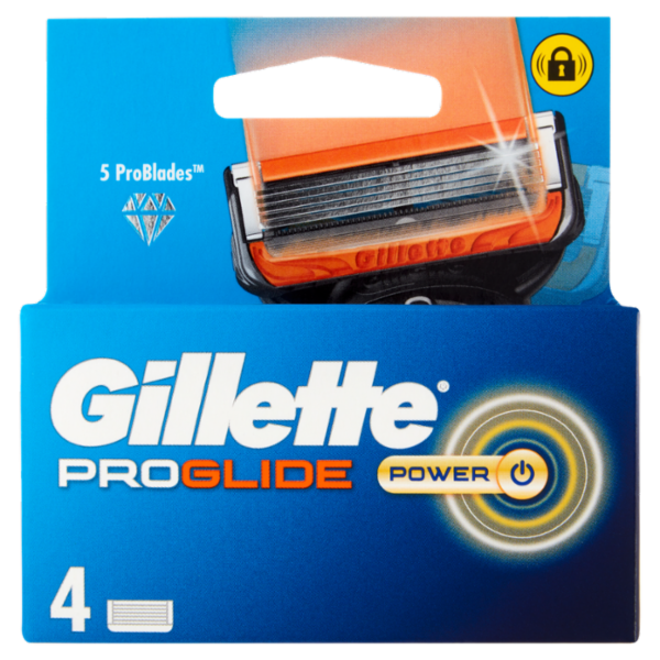 Gillette Proglide Power Lamette di ricambio per Rasoio da Uomo, 4 Ricariche