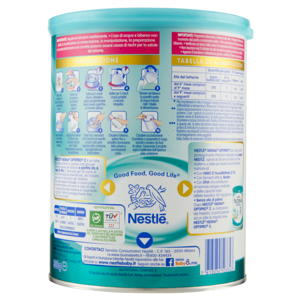 NESTLÉ NIDINA Optipro 2 da 6 mesi Latte di proseguimento in polvere 800g