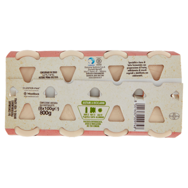 DANACOL Yogurt da bere, Riduce il Colesterolo grazie agli Steroli Vegetali, gusto Fragola, 8x100g