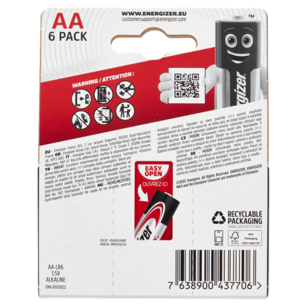 Energizer Max AA Alkaline 6 pz
