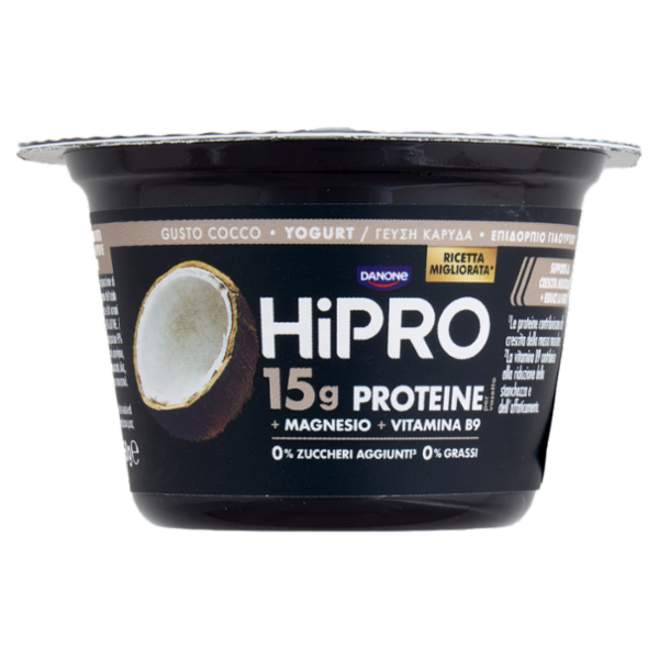HiPRO Yogurt, 15g Proteine,0% Grassi,gusto Cocco,con Magnesio&Vit B9,basso in lattosio,160g