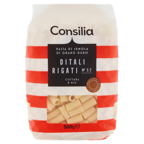 Consilia Pasta di Semola Trafilata al Bronzo Ditali Rigati 500 g