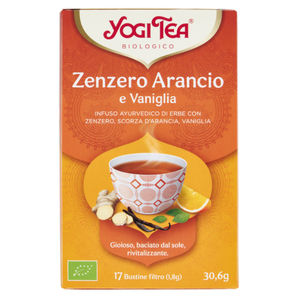 Yogi Tea Zenzero Arancio Bio infuso ayurvedico di erbe con zenzero, scorza d'arancia, vaniglia-30,6g