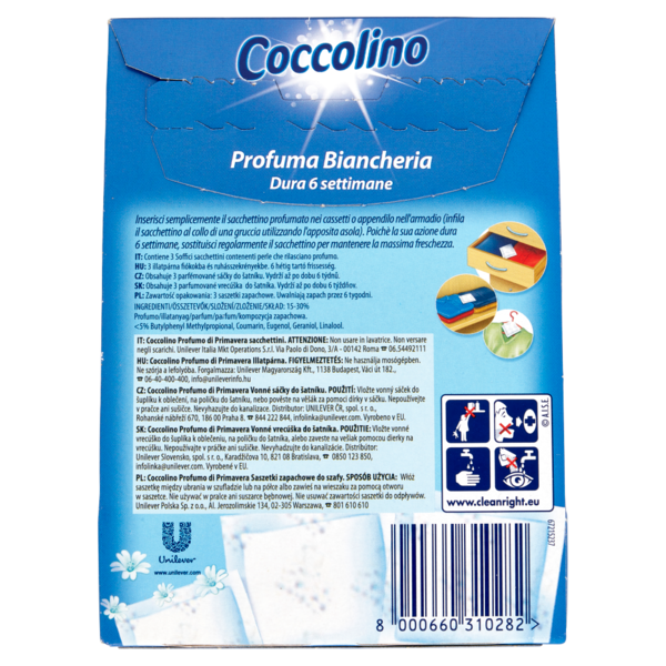 Coccolino Profuma Biancheria Profumo di Primavera Sacchettini profumati per cassetti e armadi 3 pz