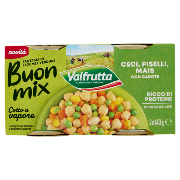 Valfrutta Buon mix Ceci, Piselli, Mais con Carote 2 x 140 g