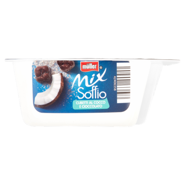 müller Mix Soffio Mousse di Bianco Più Cubetti al Cocco e Cioccolato 120 g