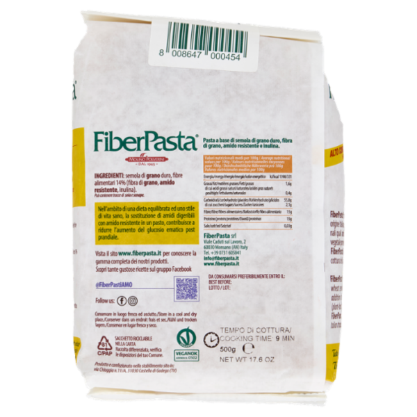 FiberPasta Penne Basso Indice Glicemico 23 500 g