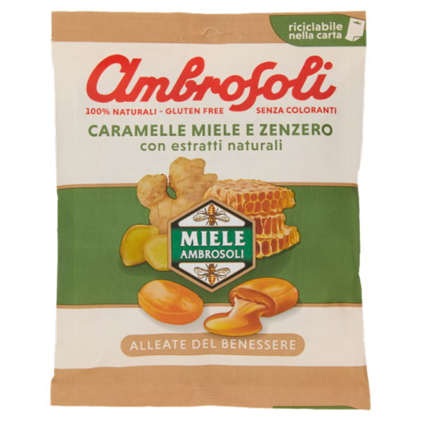 Ambrosoli Caramelle Miele e Zenzero con estratti naturali 90 g