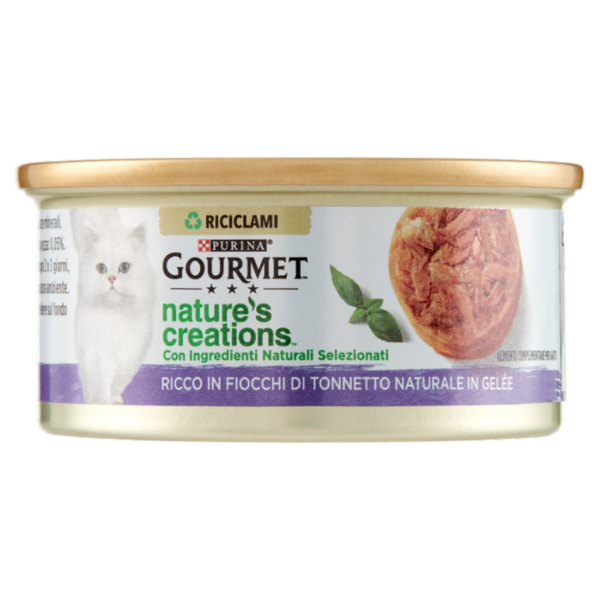 PURINA GOURMET Nature's Creations Ricco in Fiocchi di Tonnetto Naturale in Gelée 70 g