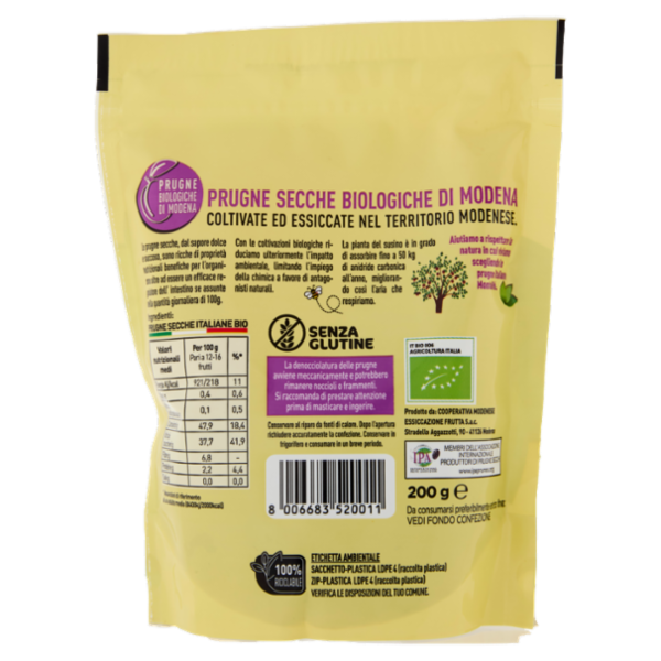 MonteRé Prugne Biologiche di Modena Senza Nocciolo 200 g