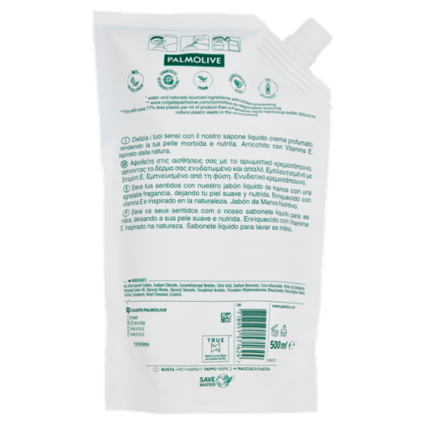 Palmolive ricarica sapone liquido mani Latte e Mandorla 500 ml