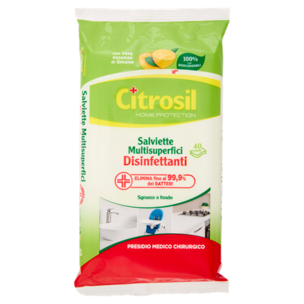 Citrosil Home Protection Salviette Multisuperfici Disinfettanti Limone 40 pz