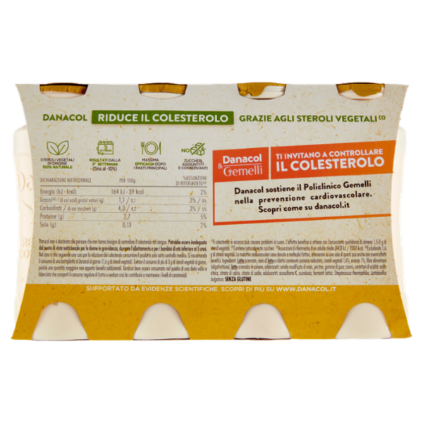 DANACOL Yogurt da bere, Riduce il Colesterolo grazie agli Steroli Vegetali, gusto Ananas, 8x100g