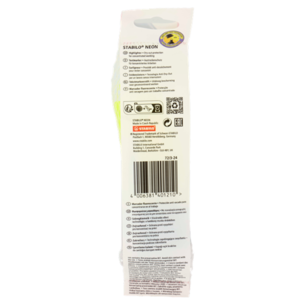 STABILO Neon evidenziatore giallo - retina da 3 pz.