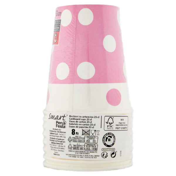 Smart PerLa Festa Bicchieri in cartoncino 25 cl 8 pz