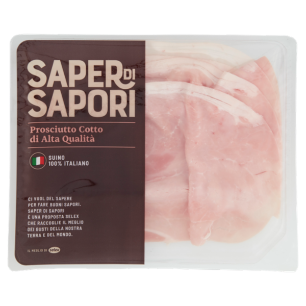 Selex Saper di Sapori Prosciutto Cotto di Alta Qualità Nazionale a Fette 120 g