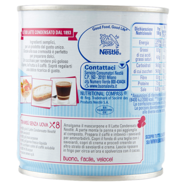 NESTLÉ IL LATTE CONDENSATO Latte concentrato zuccherato latta 397g