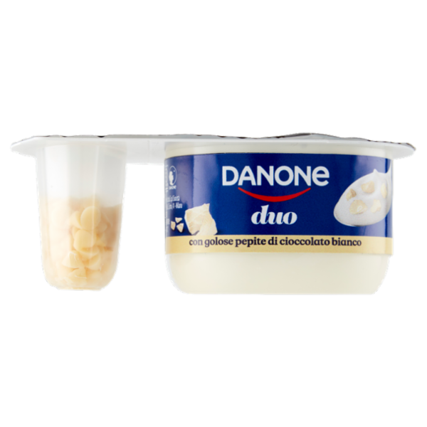 Danone Duo, Yogurt Bianco Cremoso con Golose Pepite di Cioccolato Bianco, 98g