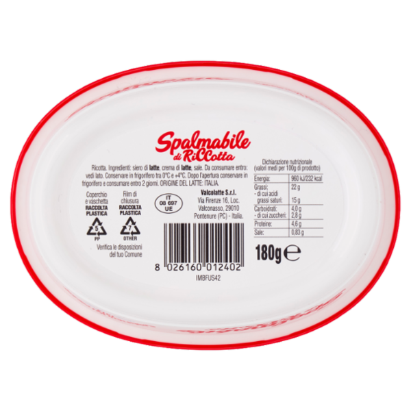 Caseificio Valcolatte Spalmabile di RiCCotta 180 g