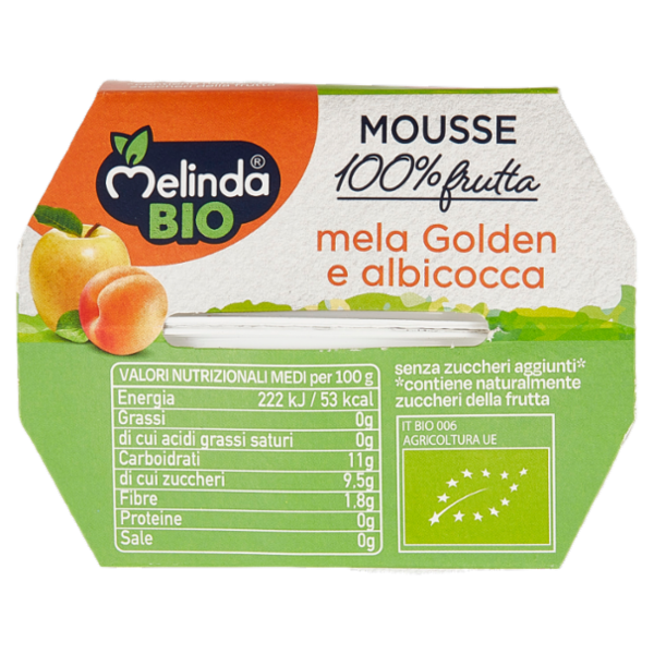 Melinda Bio Mousse mela Golden e albicocca 2 x 100 g