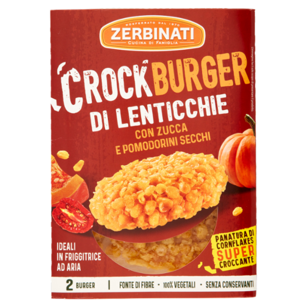 Zerbinati Crockburger di Lenticchie con Zucca e Pomodorini Secchi 2 x 80 g